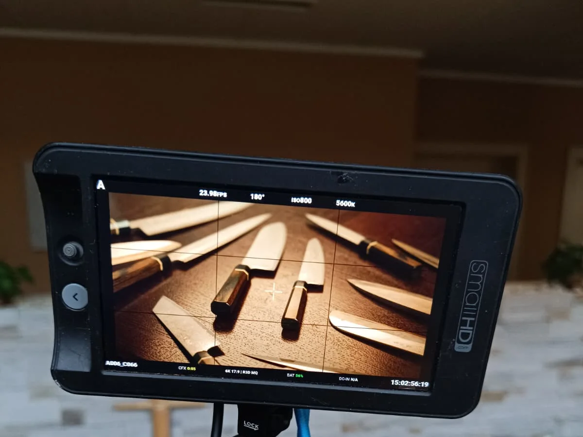 Making-of: Kontrollmonitor zeigt eine Detailaufnahme